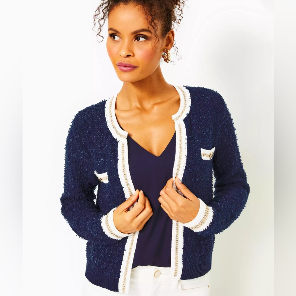 NWT LILLY PULITZER Nalayna cardigan in low tide navy